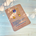 Treasured Elements - Tribal pyramid charms raw brass earrings