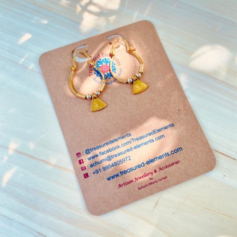 Treasured Elements - Tribal triangle brass charm earrings