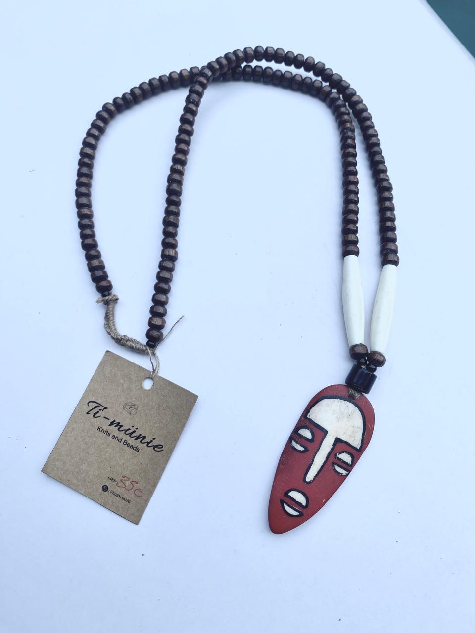 Unisex red mask necklace- Annie Sakhamo