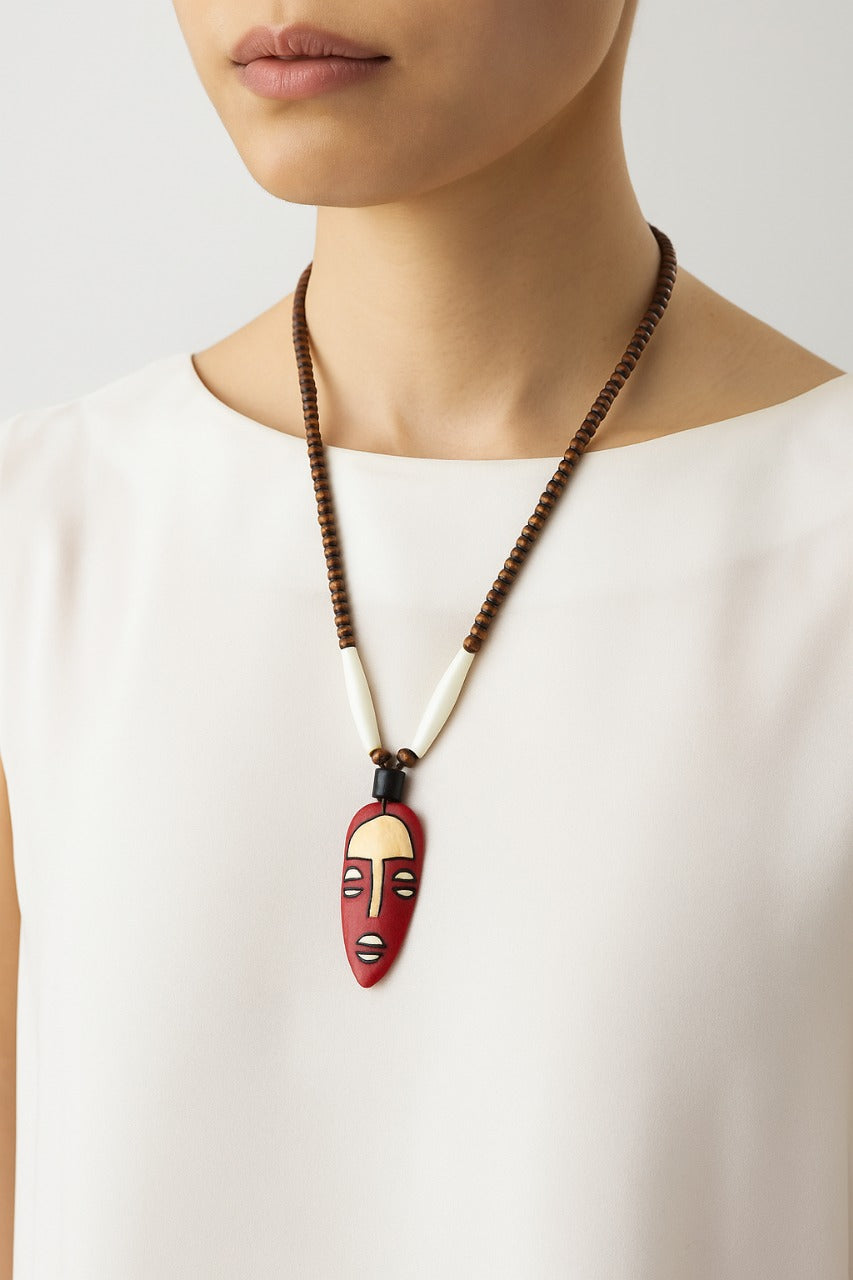 Unisex red mask necklace- Annie Sakhamo