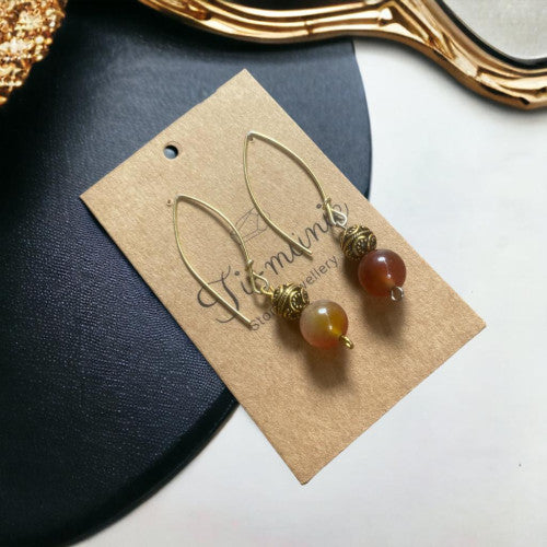 Ti Munie earthly agate stone with gold round plated hook earring-Annie Sakhamo