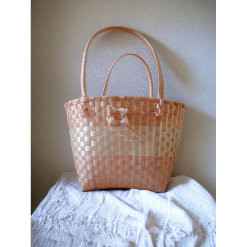 Peach color handmade basket-Indigi carft