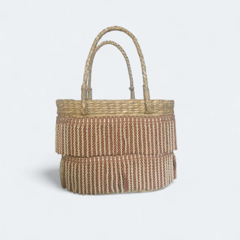 Flowerchild-Water Reed with Double Bronze and Cream Tassel Bag