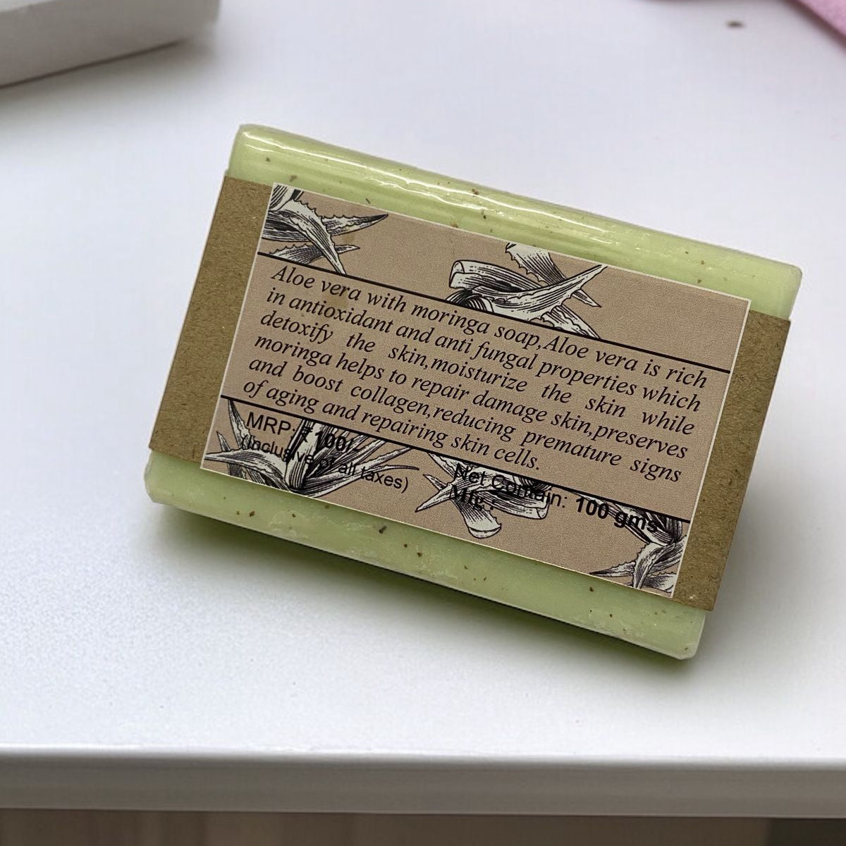 Handcrafted Aloe Vera With Moringa Soap - Shai Natural 100gm