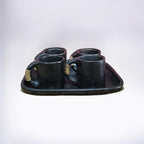 Longpi Pottery Cups Set With Tray - Indigi Crafts