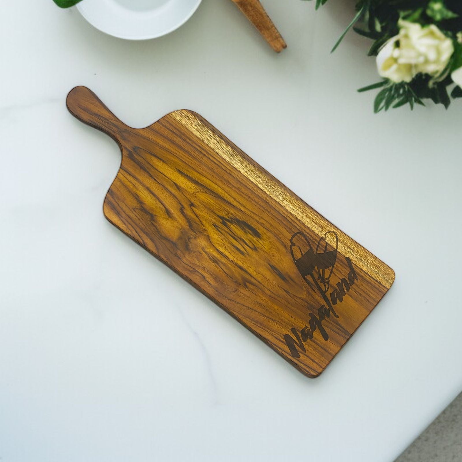 Chopping Board Long Nagaland Curve Design Carved Handle - Custom Creation