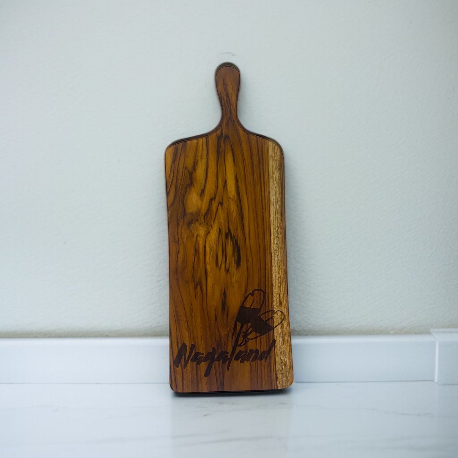 Chopping Board Long Nagaland Curve Design Carved Handle - Custom Creation