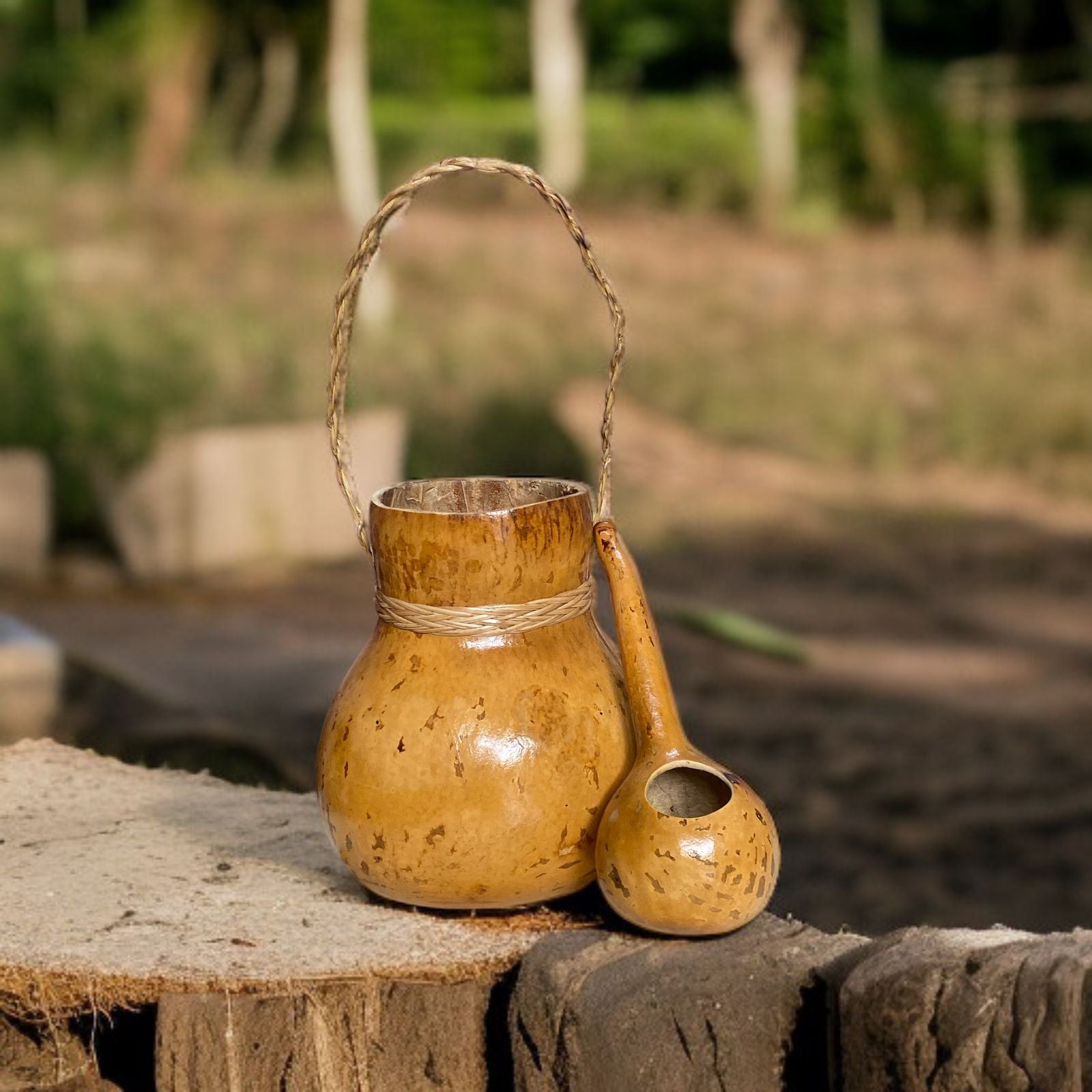 Natural Gourd Bucket And Ladle Set - Custom Creations