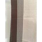 White with brown Loin Loom Shawl Pure Cotton - Viko