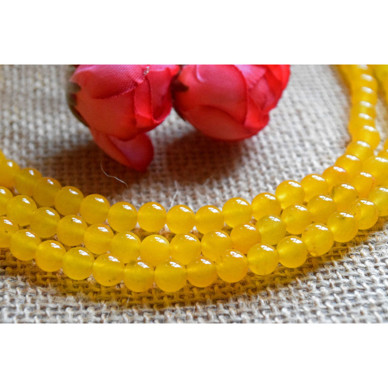 Yellow Agate Natural Stone Three Strand Necklace
