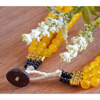Yellow Agate Natural Stone Three Strand Necklace