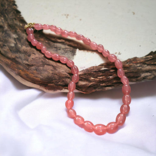 Ti munie stone baby pink agate necklace- Annie Sakhamo