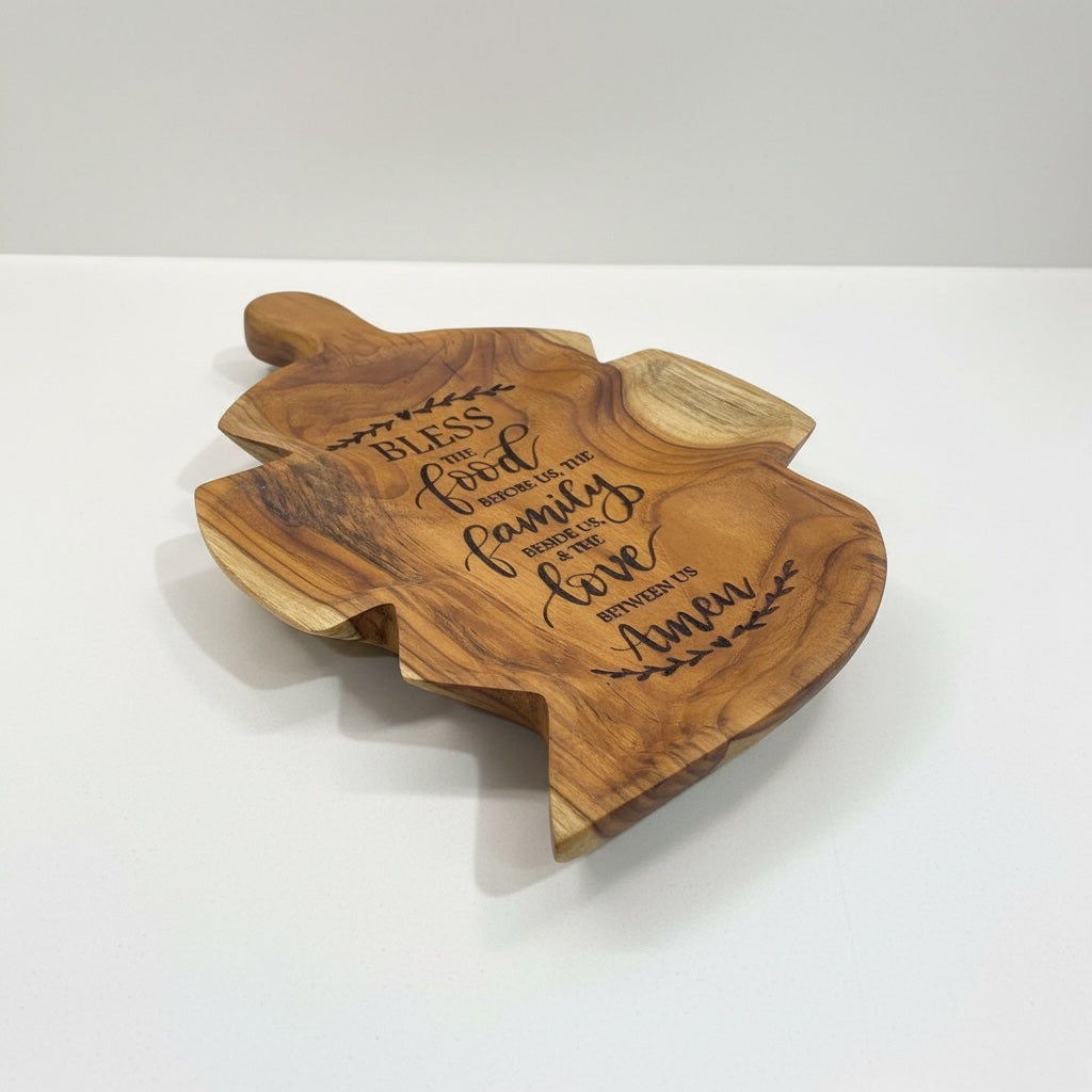 Bless the food wooden platter - Custom Creations