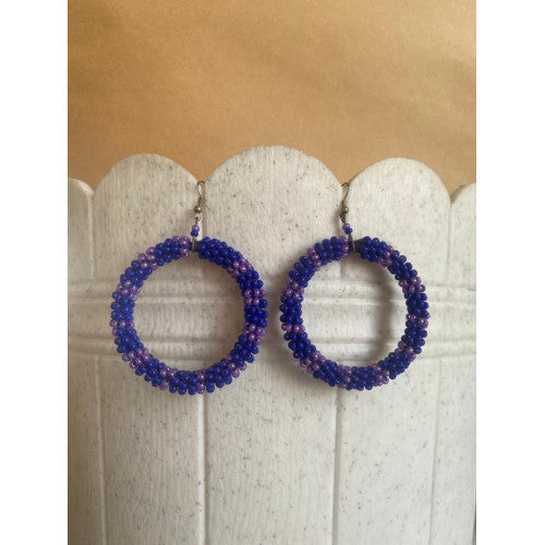 Blue large spiral hoop earrings - Flower Child