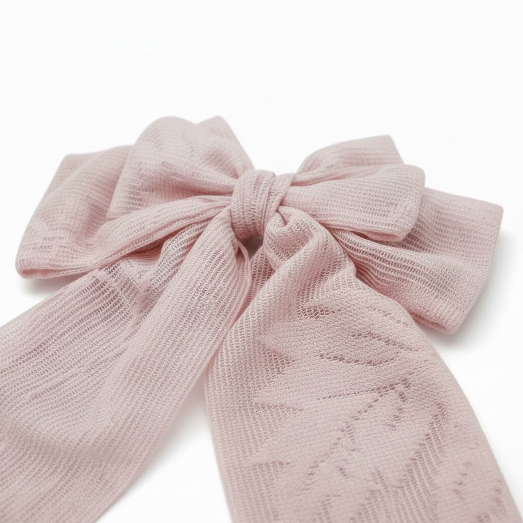 Blush pink lace hair bow clip