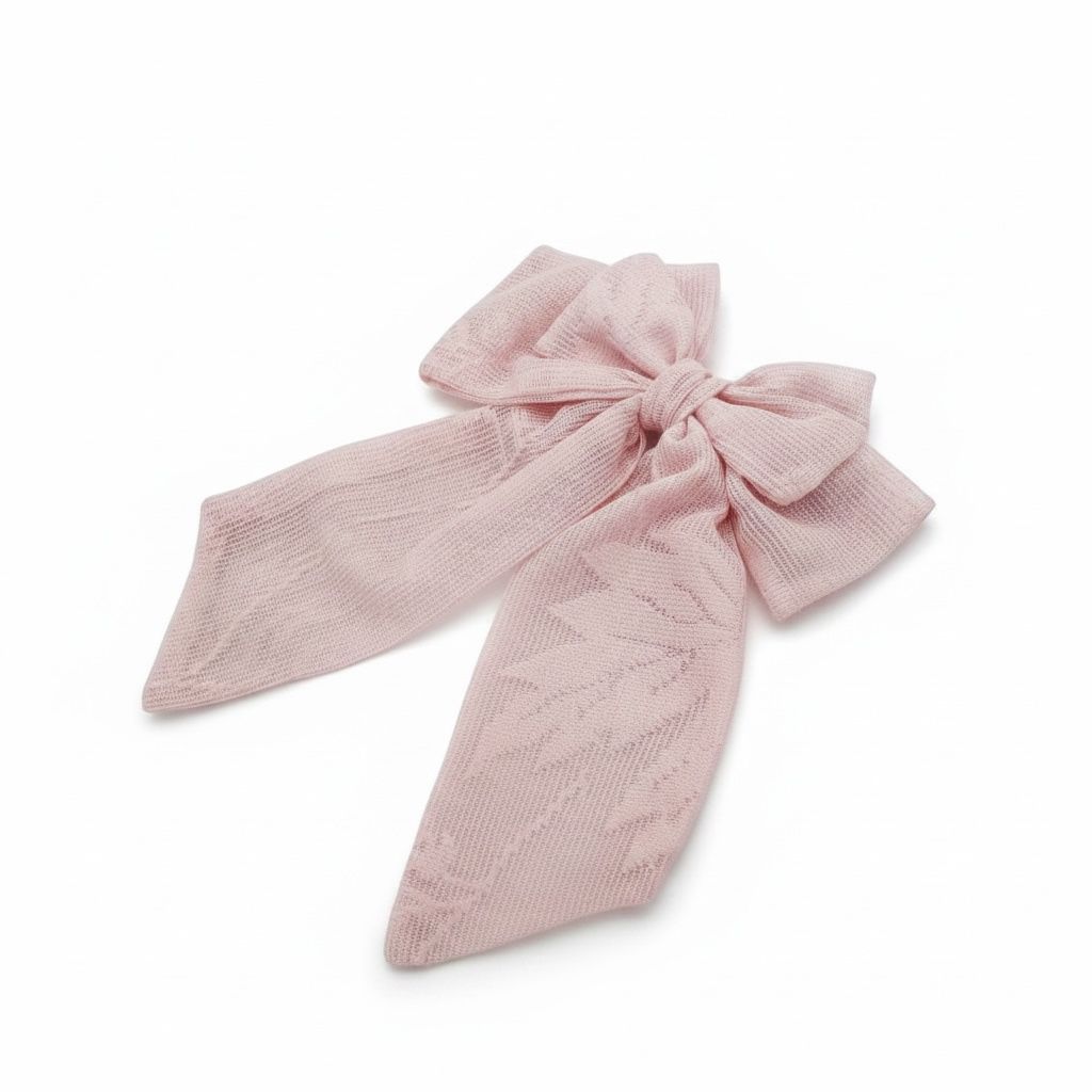 Blush pink lace hair bow clip
