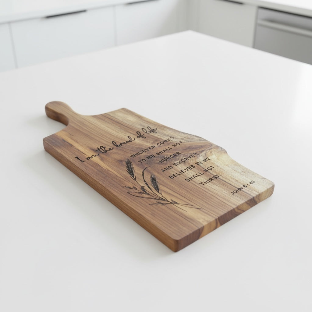 I am the bread of life wooden chopping board - Custom Creations