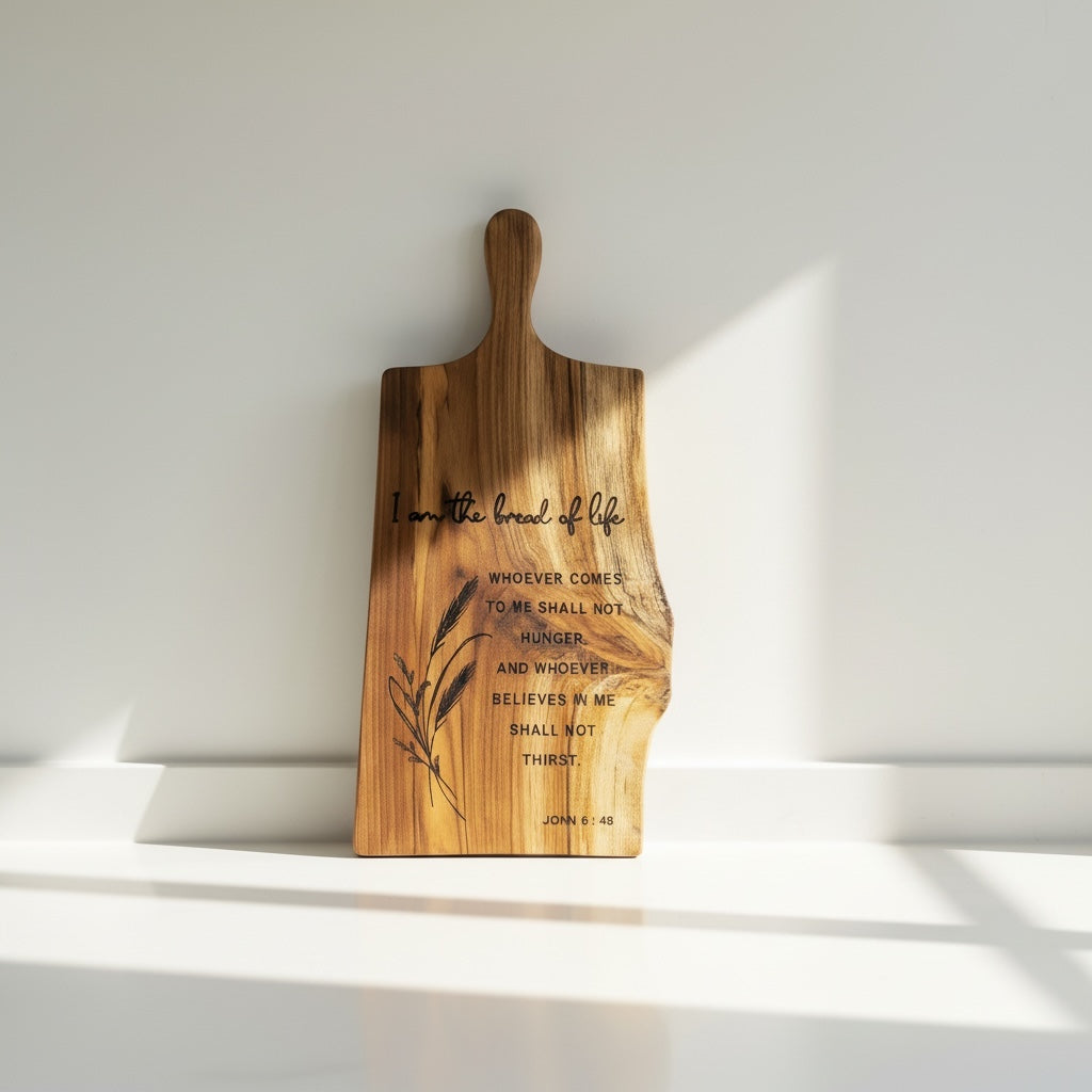 I am the bread of life wooden chopping board - Custom Creations