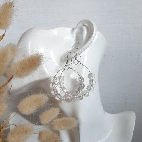 Clear glistening beads earrings - Flower Child