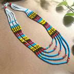 Contemporary White-Sky blue Rihmai Necklace - Dimasa Ethnic Collections