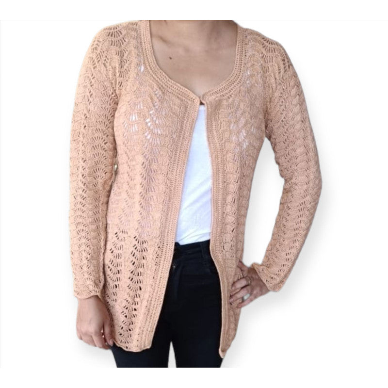 Brown casual Cardigan casual handmade - Aren Crochet