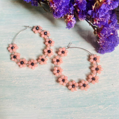 Dark elegant floral earrings - Dimasa Ethnic Collections