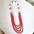 Mens three half strands and four layered red beaded necklace- S&L Jewellery