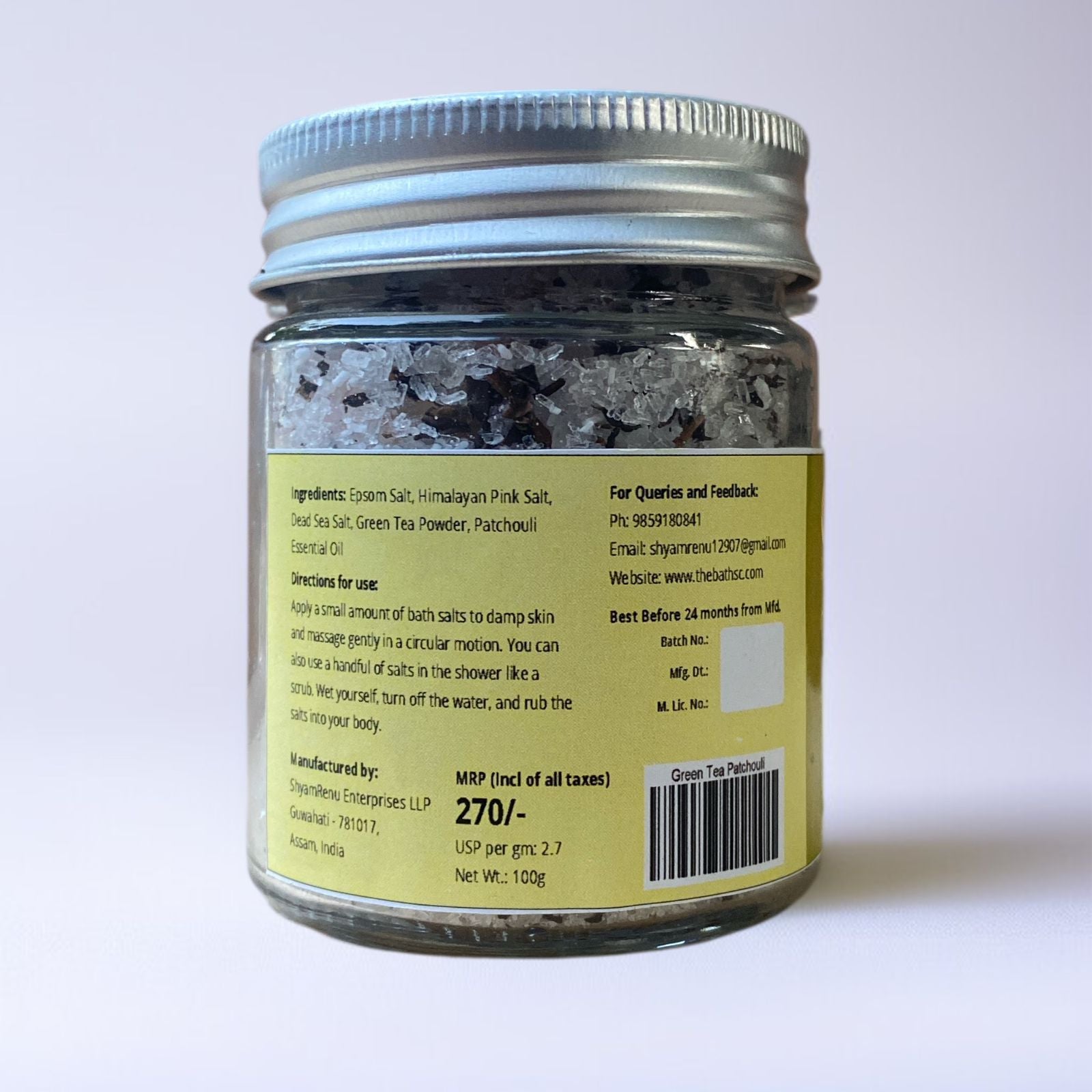 Green tea & Patchouli Bath Salts - The Bath Sc.
