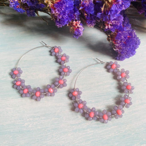 Grey adorable floral earrings - Dimasa Ethnic Collections