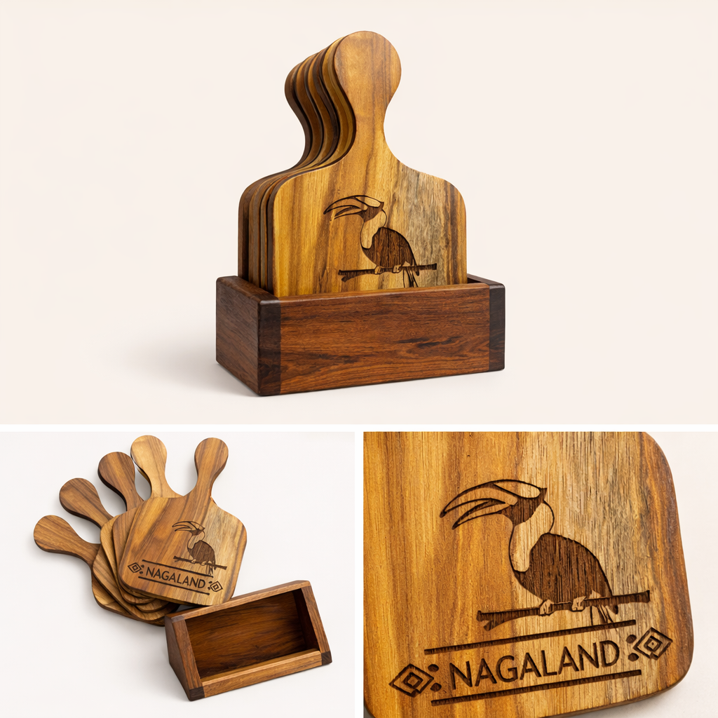 Tea coaster teak Hornbill board - Custom Creations