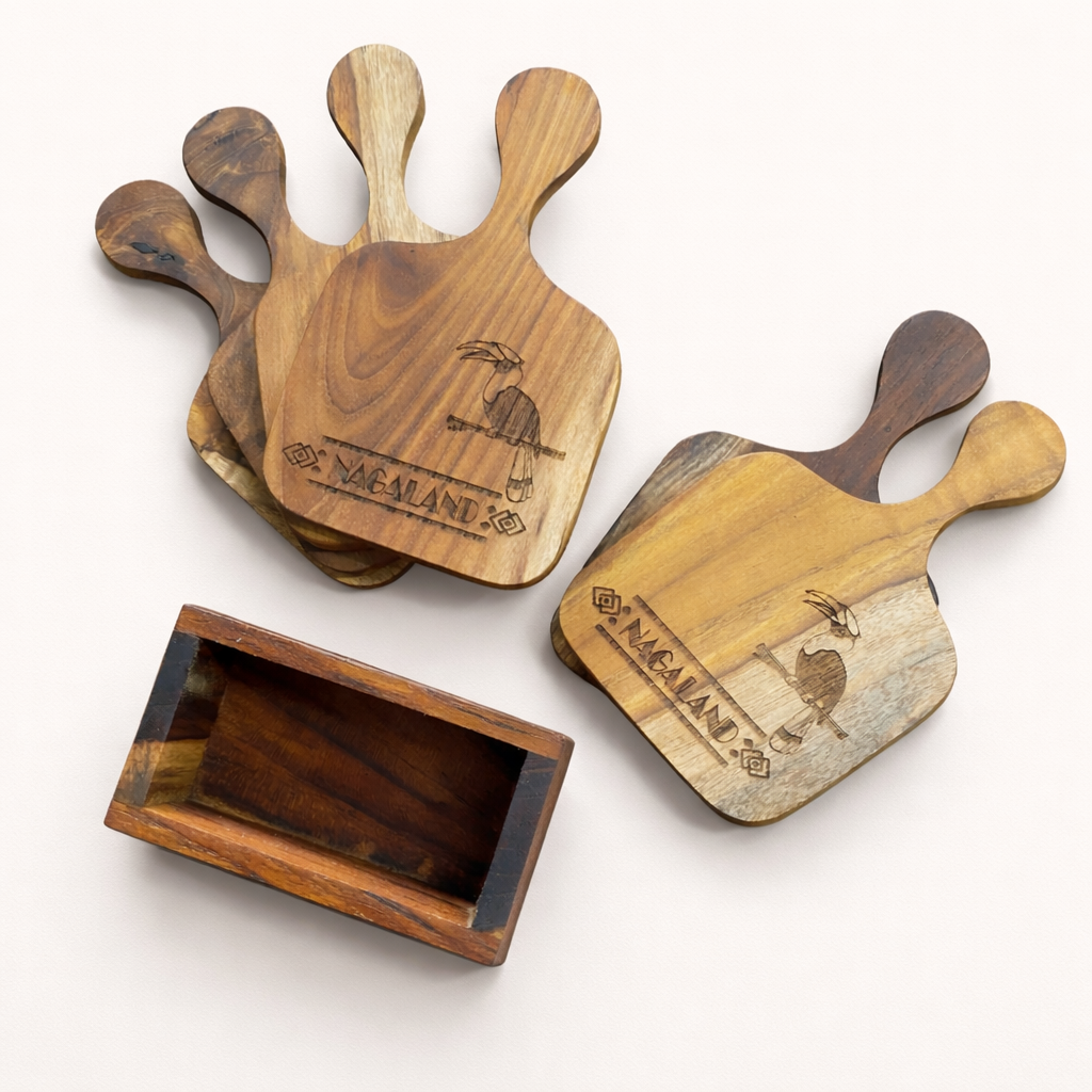 Tea coaster teak Hornbill board - Custom Creations