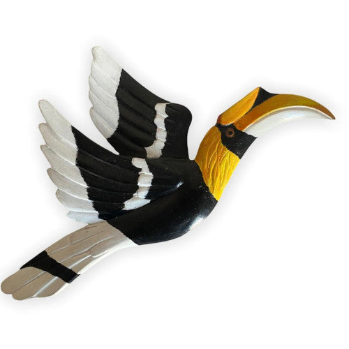Wooden hornbill crafted home decor - Indigi Craft