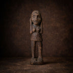 Tribal Women With Basket Antique Wooden Sculpture - Indigi craft