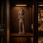 Tribal Women With Basket Antique Wooden Sculpture - Indigi craft