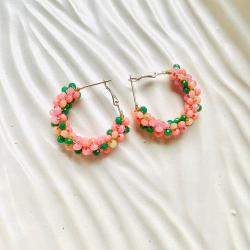 Jade Blossom Twirl Hoop Beads - Dimasa Ethnic Collections
