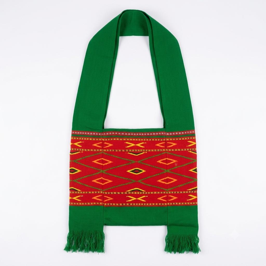 konyak green bag with red diamond - Ethnic inspiration