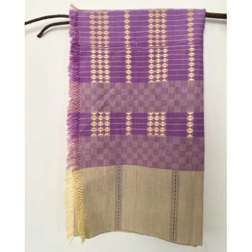 Lilac and Pale Yellow Naga Motif design woman wrap around - Ethnic Inspirations
