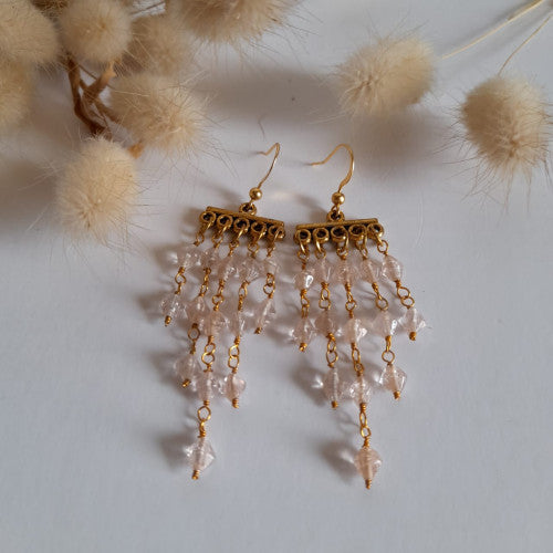 Pink beads chime earrings - The Khriezos