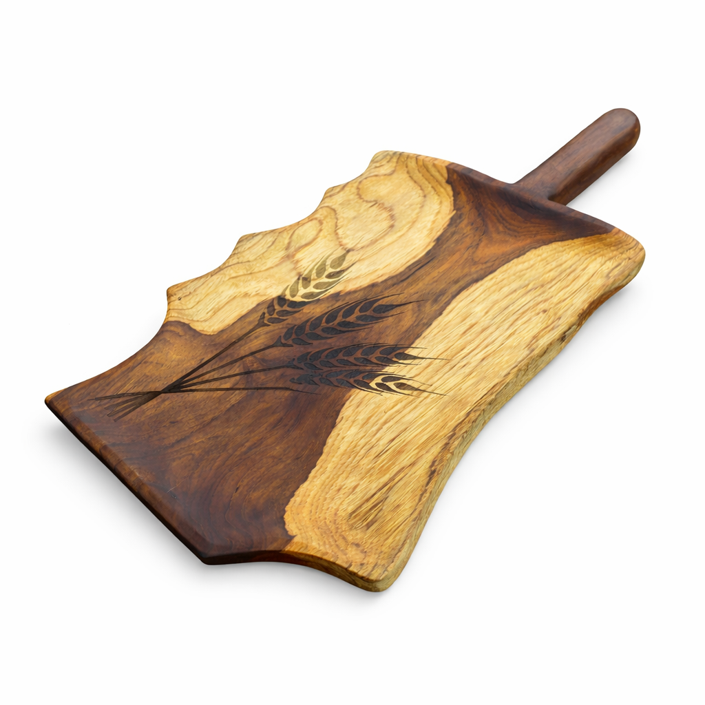Platter with plant wooden platter - Custom Creations