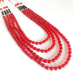 Mens three half strands and four layered red beaded necklace- S&L Jewellery