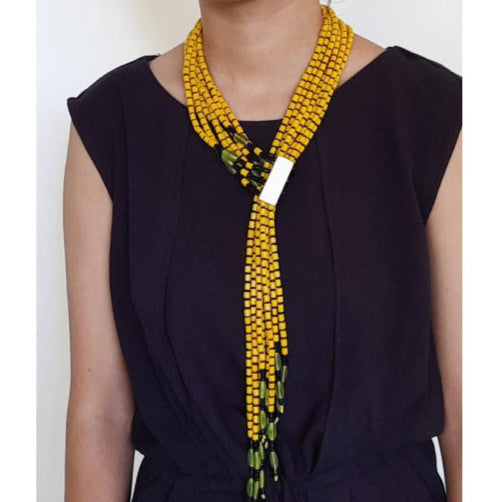 Yellow and black long multi-use jewelry piece - Annie Sakhamo