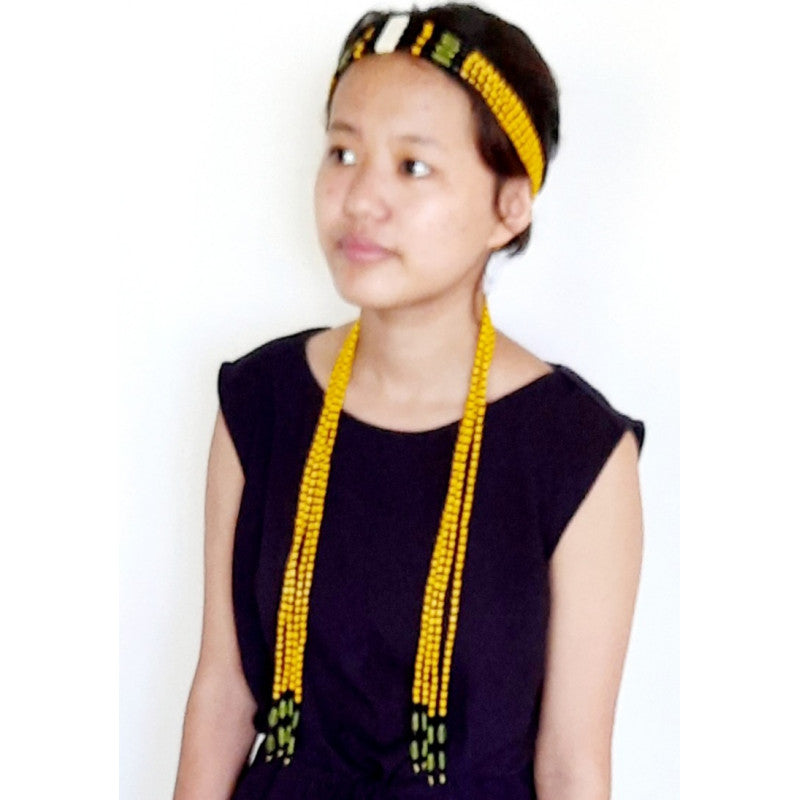 Yellow and black long multi-use jewelry piece - Annie Sakhamo