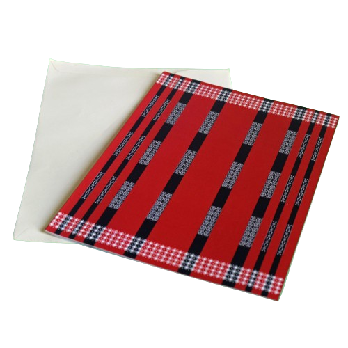 soyachunks tribal lotha naga ladies shawl red and black greeting cards