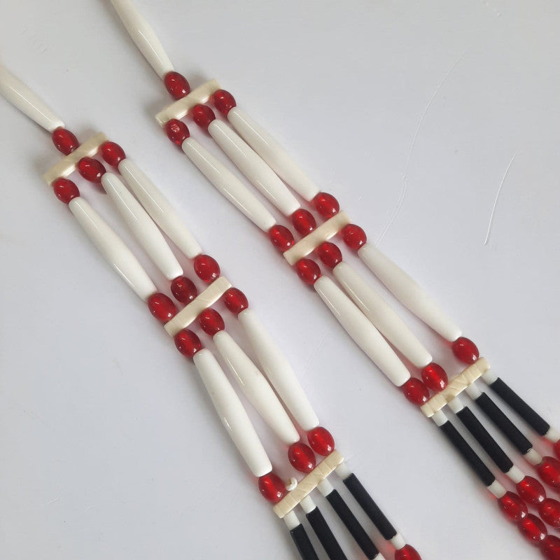Mens three half strands and four layered red beaded necklace- S&L Jewellery